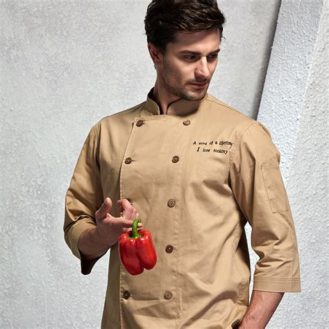 2019 Spring Food Service Long Sleeve Beige Chef Jacket Comfortable