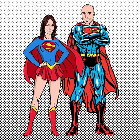 Superman And Superwoman Couple Portrait In The Pop Art Style Etsy