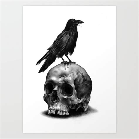 Skull And Raven Art Print By Leonmorley Society6