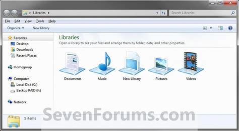 Libraries Folder Add Or Remove From Navigation Pane Tutorials