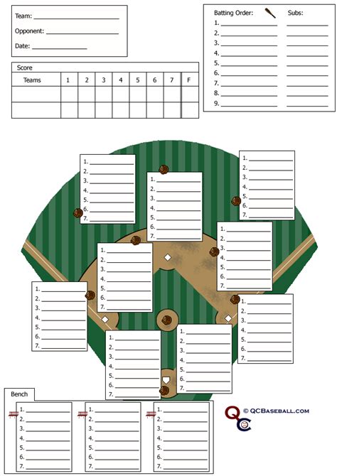 Baseball Field Lineup Printables Clipart Best
