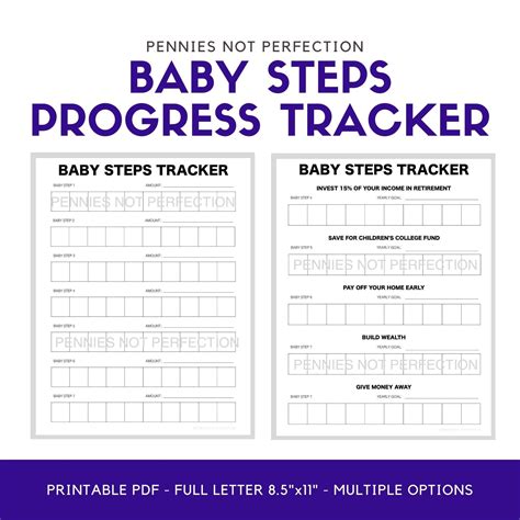 Debt Free Baby Steps Tracker Dave Ramsey Baby Steps 1 7 Printable Pdf