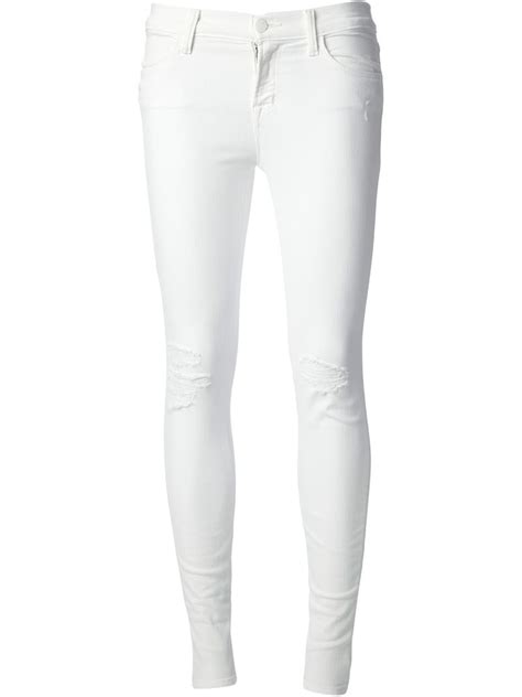 J Brand Distressed Skinny Jeans In White Lyst