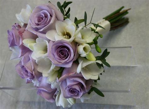 Posy Of Ivory Freesia And ‘ocean Song Lilac Roses Freesia Bouquet