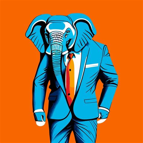 Premium Vector Elephant In Suit Vector Illustration Flat
