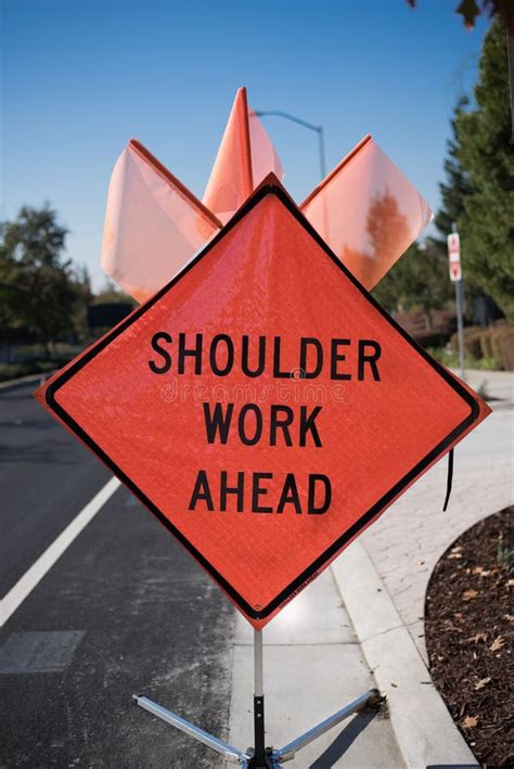 Shoulder Work Ahead Sign Stock Photo Image Of Highway 62662594