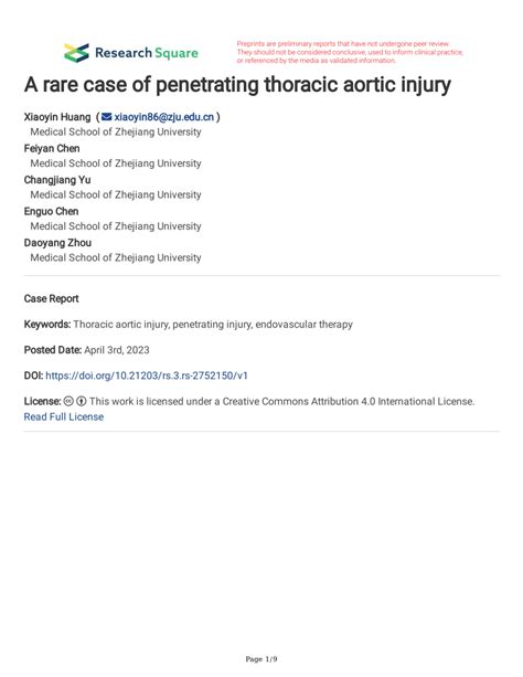 Pdf A Rare Case Of Penetrating Thoracic Aortic Injury