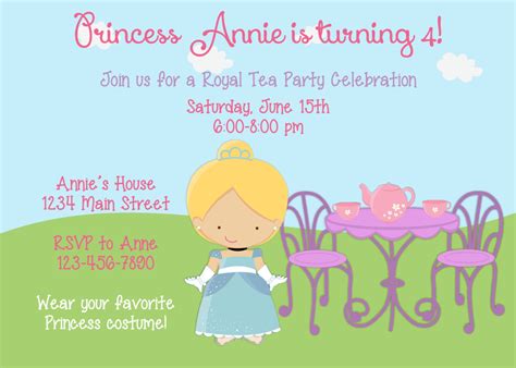 Diy Girl Princess Tea Party Birthday Invitation Etsy