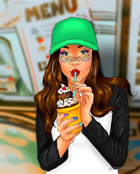 Jenna Ortega Ice Cream Girl Drawing Art Stuck In The Middle By