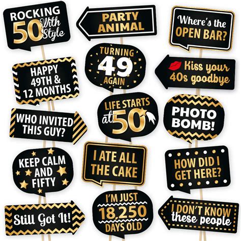 Buy 50th Birthday Photo Booth Props By Partygraphix European Made