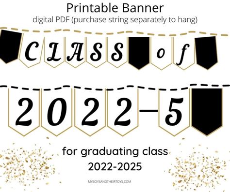 Class Of 2022 2025 Graduation Banner Printable Grad Party Etsy