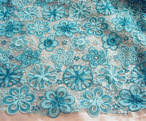 Items Similar To Light Blue Lace Fabric Hollowed Embroidery Fashion