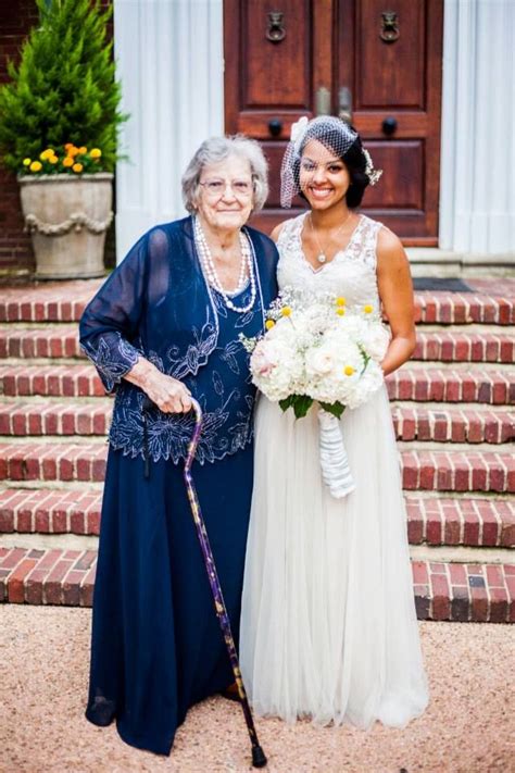 special photo with 92 year old great grandma she s dressed up so beautifully bhldn onyx gown