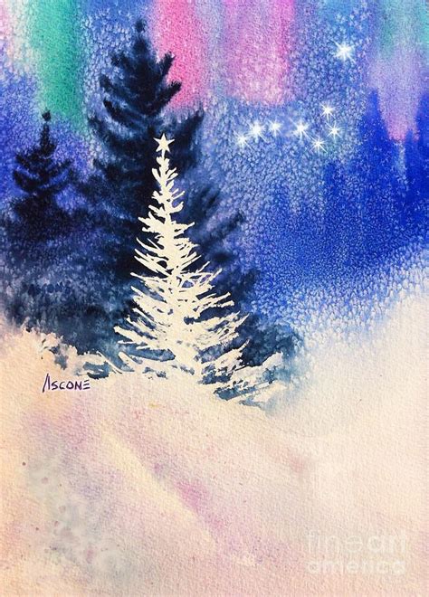 Spruce Painting White Christmas Tree By Teresa Ascone Watercolor