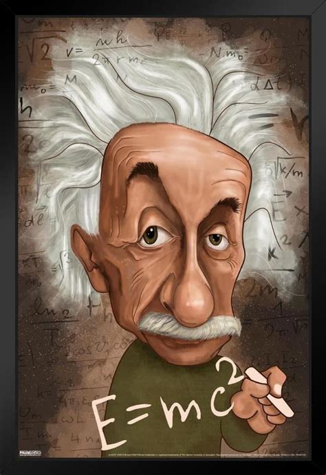 Albert Einstein Caricature Black Wood Framed Art Poster 14x20 Poster