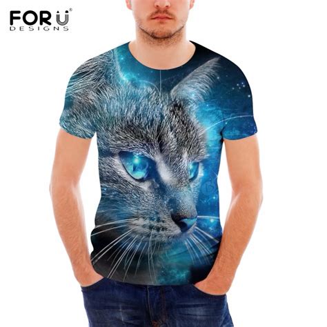 forudesigns cute 3d galaxy cat kitty printing man s t shirts fitness summer short sleeve tees
