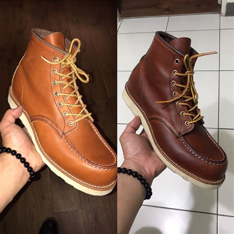 RedWing 875 Moc Toe Before And After Mink Oil Application Red Wing