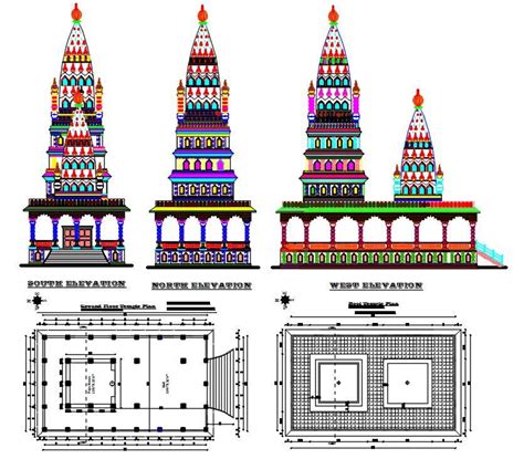Ram Temple Plan And Elevation Design Autocad File Cadbull