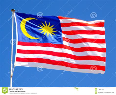 What does the flag of malaysia look like? Malaysian Flag stock image. Image of moon, white, breeze ...