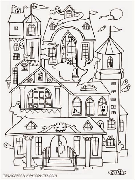 39+ house coloring pages for adults for printing and coloring. Halloween Haunted House Coloring Pages | Realistic ...