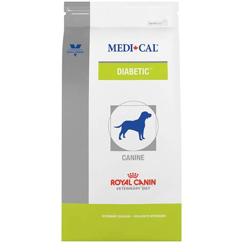 These mainly consist of low glycemic index fruits and vegetables, along with such meats as skinless chicken, and salmon. Canine Diabetic Dry Dog Food - Royal Canin