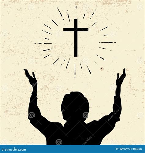 Christian Illustration Raised Hands In Worship Stock Vector