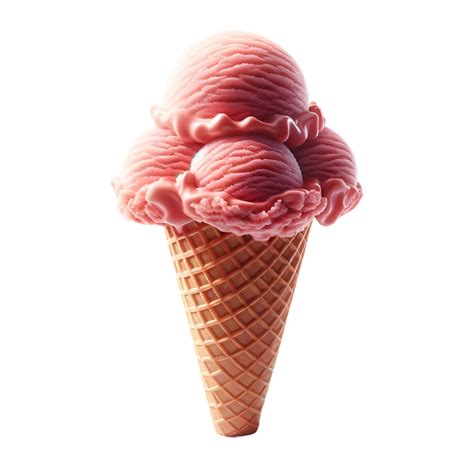 Ai Generated Closeup Of Delicious Strawberry Ice Cream Cone Isolated On