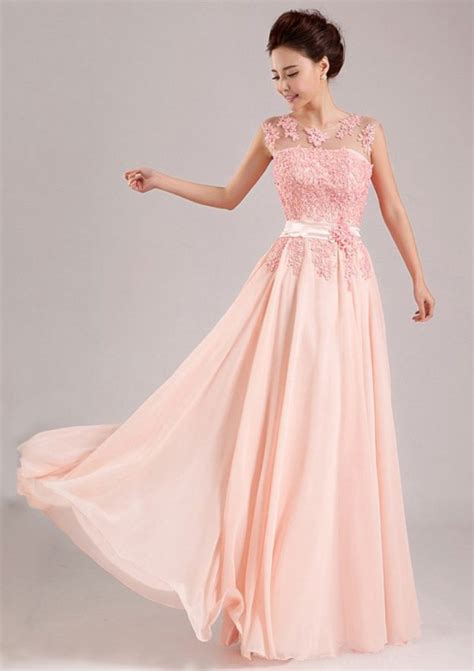 a line princess scoop neck sleeveless long floor length chiffon prom dress with appliqued prom