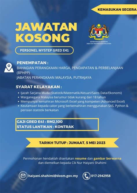 Iklan Jawatan Jabatan Perangkaan Malaysia Jobs Hub