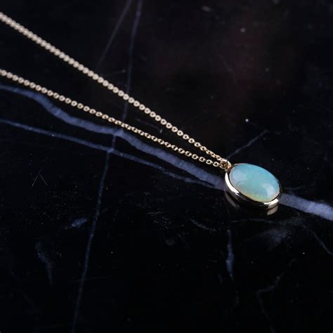 White Opal Necklace K Solid Gold Opal Necklace Opal Etsy Uk