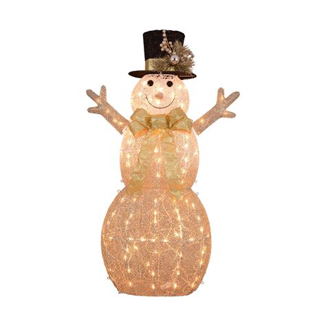 52 3d Lighted Rattan Snowman In Top Hat Christmas Outdoor Decoration
