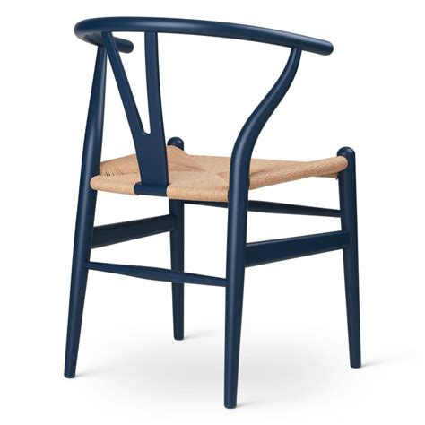 Carl Hansen Ch24 Soft Wishbone Chair In Blue With Natural Cord By Hans J Wegner At 1stdibs