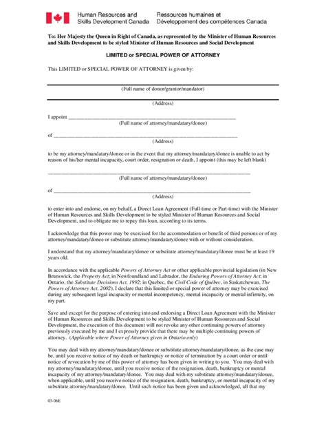 Power Of Attorney Ontario Fillable Form Printable Forms Free Online