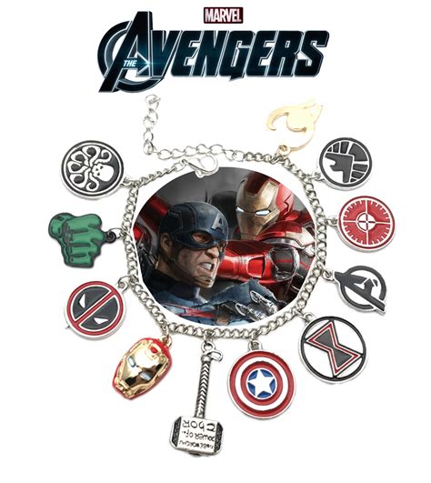 Avengers Logo Charm Bracelet Movie Series Jewelry Multi Charms