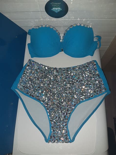 Crystal High Waist Swimsuit Sexy Bling Swimsuit Shiny Swimsuit Etsy