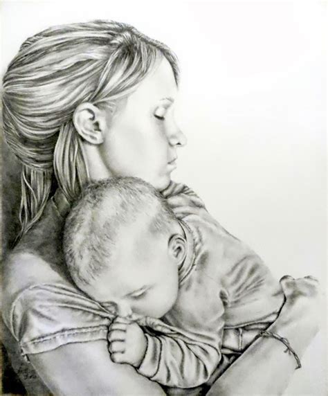 Mother And Child Sketch Drawing Easy Ezzeyn