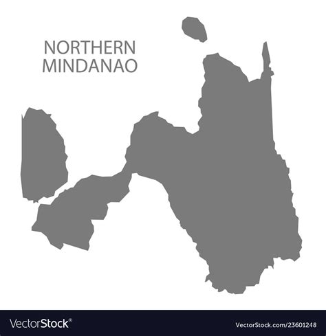 Northern Mindanao Philippines Map Grey Royalty Free Vector