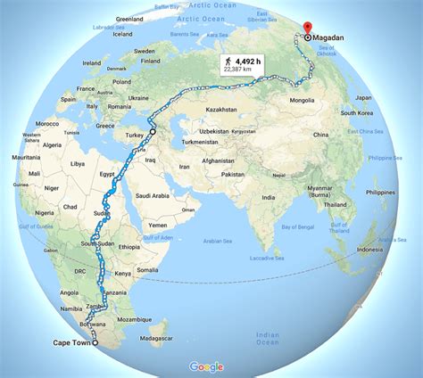 Is This The Worlds Longest Continuous Walk Cape Town To Magadan Map