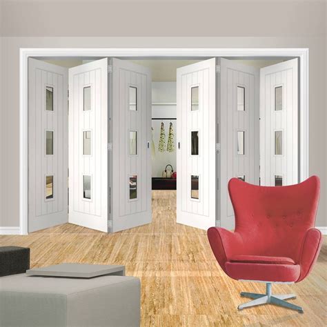 Thrufold Ely 33 Folding Door Clear Glass White Primed Lifestyle