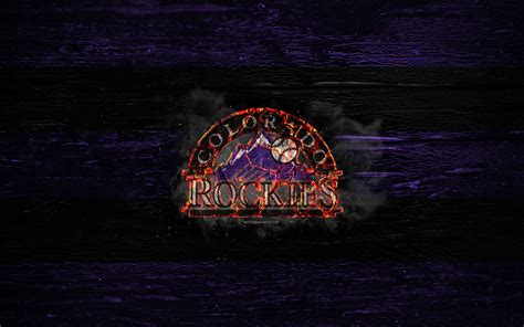 Download Wallpapers Colorado Rockies Fire Logo Mlb Violet And Black