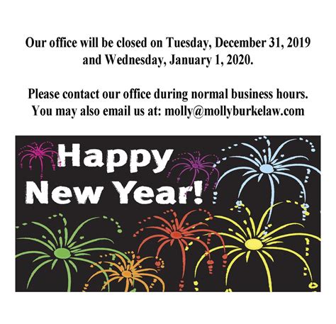 Office Closed Happy New Year Molly Burke Law Office Pllc