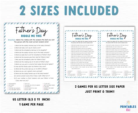 Fathers Day Riddle Me This Game Fathers Day Game Printable