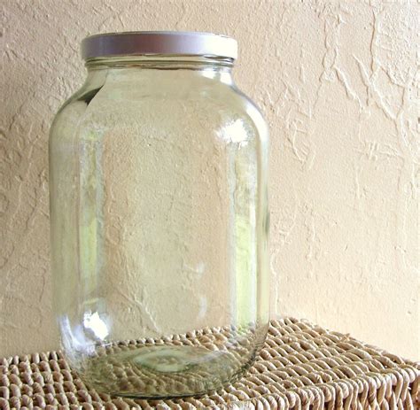 Extra Large Vintage Glass Jar With White Metal Lid Etsy Glass Jars