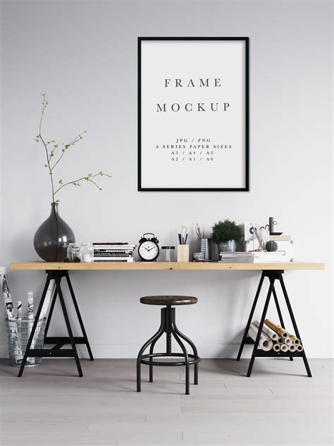 A2 Frame Mock Up White Frame Mockup Poster Frame Mockup Styled Desk