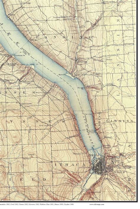 Cayuga Lake 1902 Usgs Old Topographic Map Custom Composite Etsy