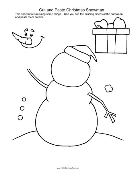 Cut And Paste Snowman Christmas Activities With Crafts Games