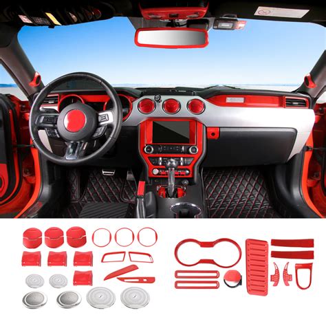 36 Pcs Red Abs Trim Cover Kit Interior Accessories Fit Ford Mustang