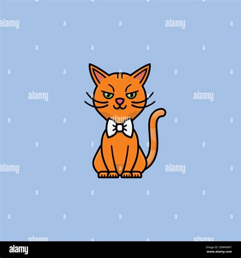 Red Cartoon Cat Character With A Bow Tie Vector Illustration For Bowtie Day Stock Vector Image