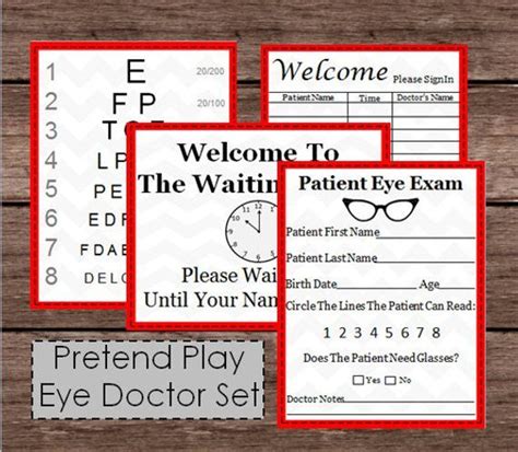 Pretend Doctor Eye Chart And Patient Exam Check Up Kids Doc Etsy
