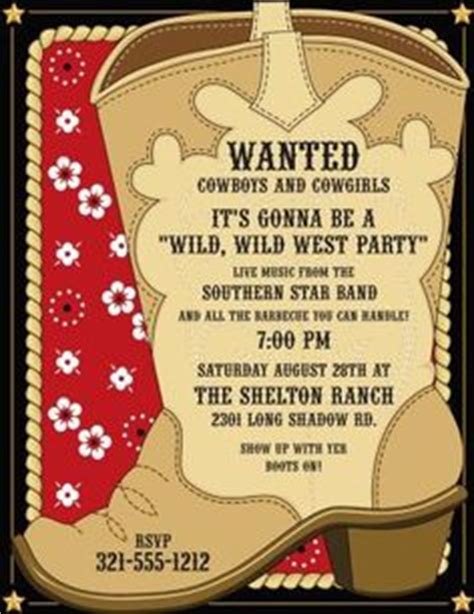 cowboy party invitations  printables images